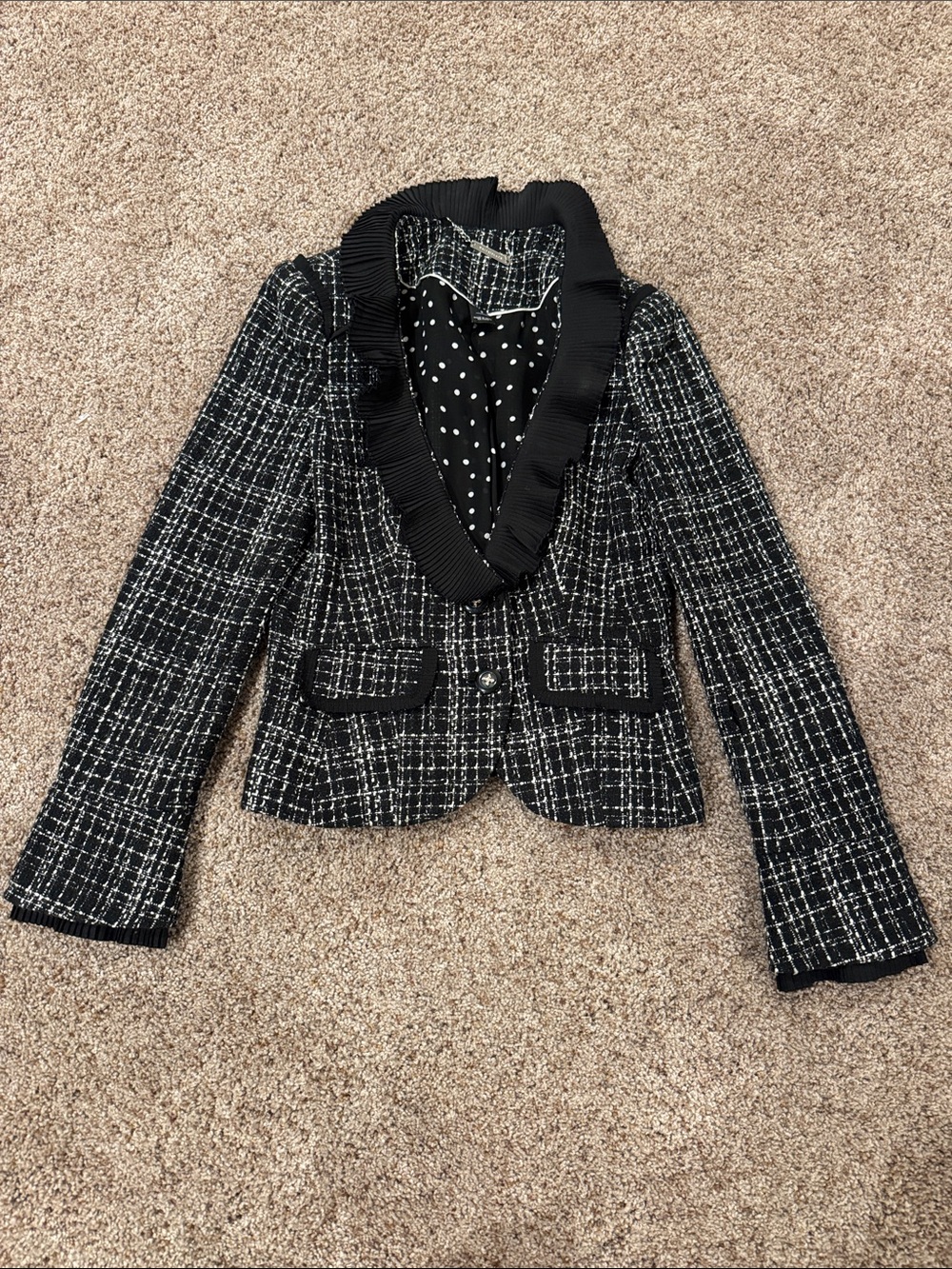 White House Black Market - Tweed Blazer with Pleated Shawl Collar